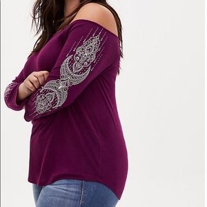 NWT - Plum henna off the shoulder tee